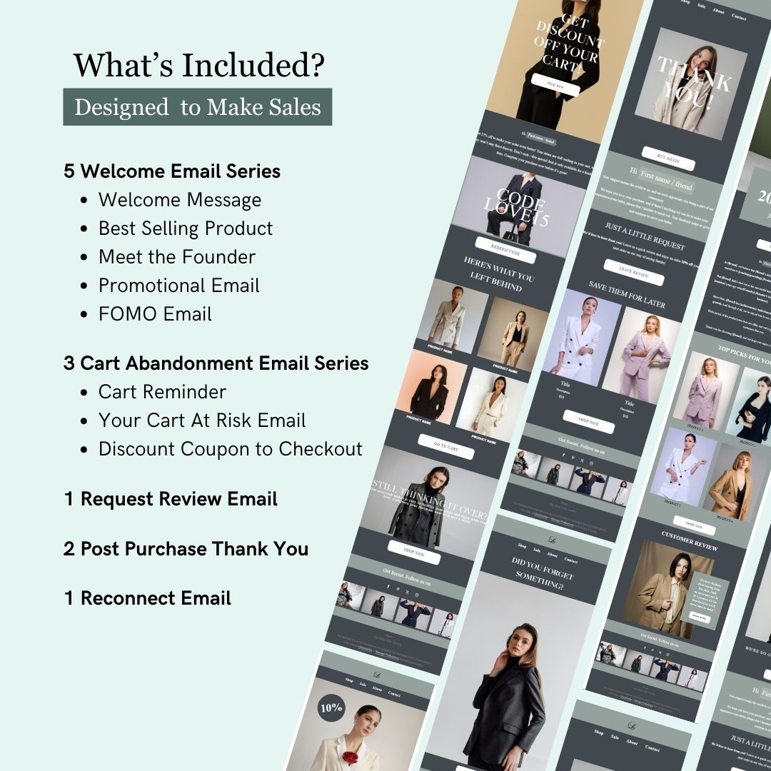 Blue & Green Theme Flodesk Fashion Email Templates Bundle