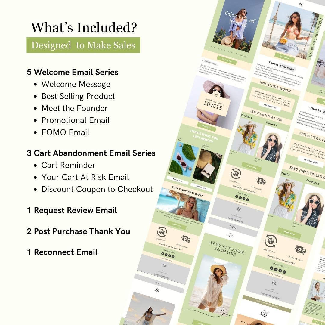 Green & Yellow Theme Flodesk Fashion Email Templates Bundle