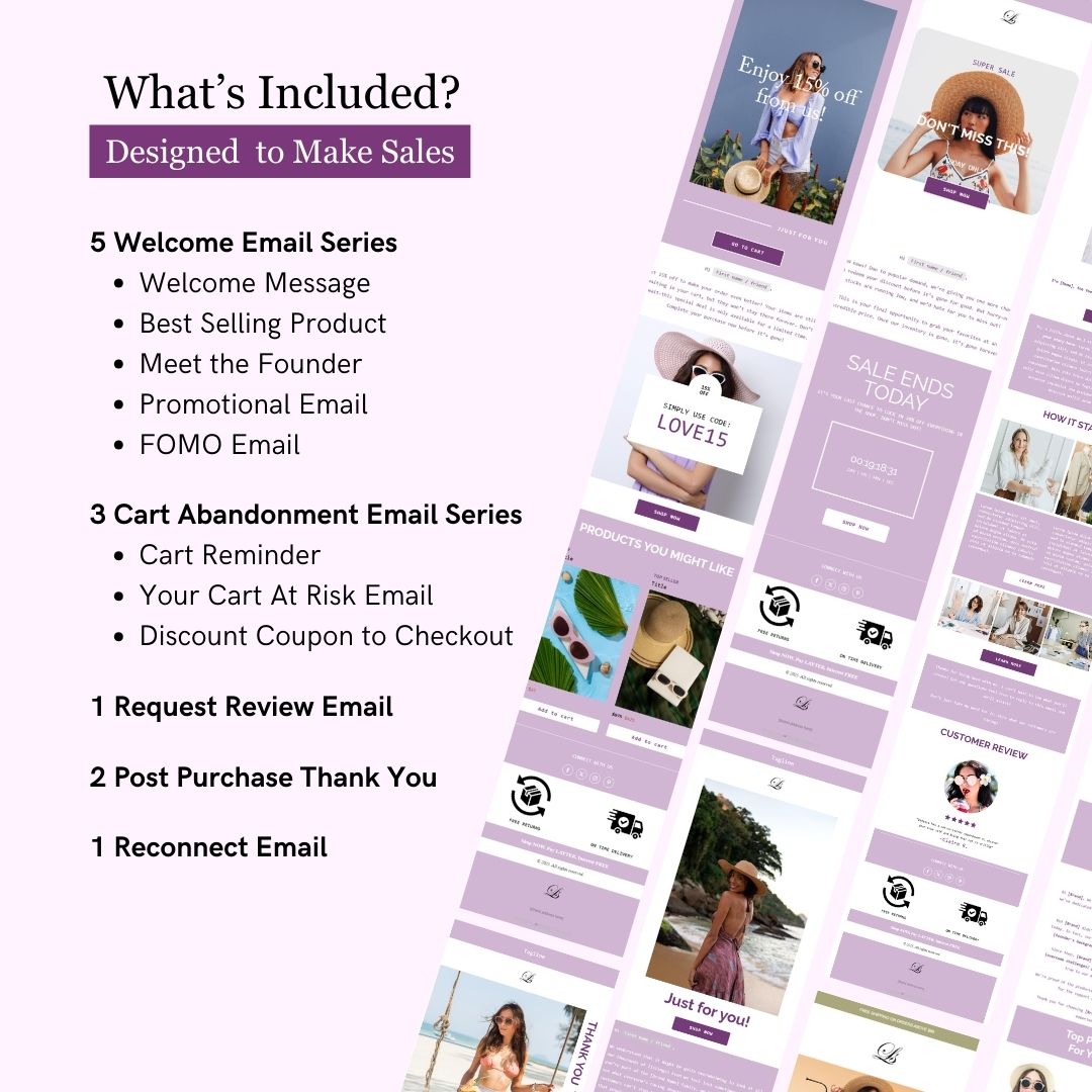 Purple & White Theme Flodesk Fashion Email Templates Bundle