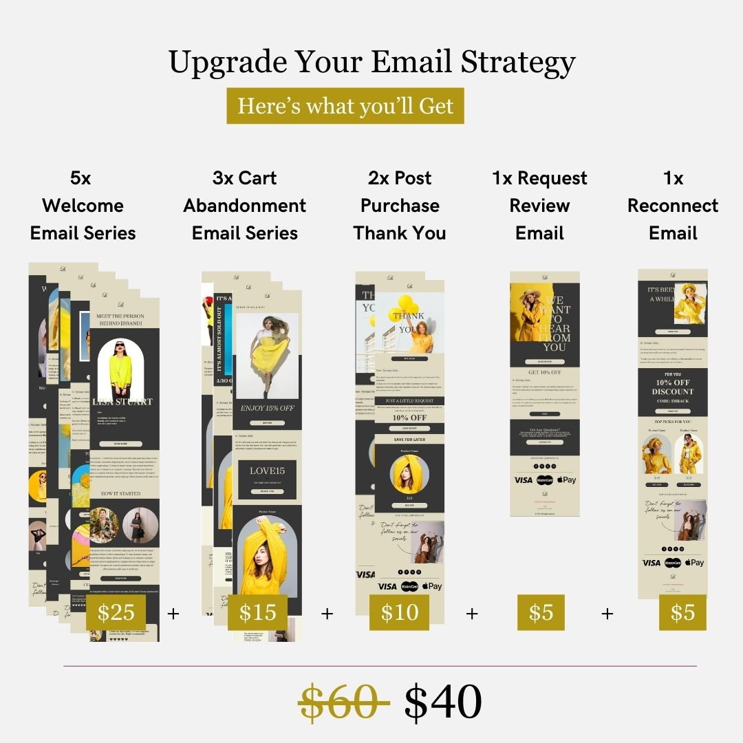 Gold Theme Flodesk Fashion Email Templates Bundle