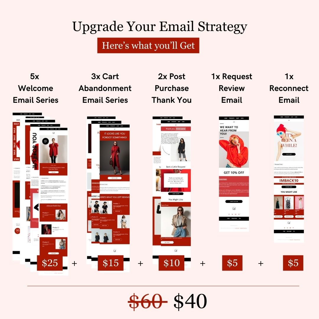 Black & Red Theme Flodesk Fashion Email Templates Bundle