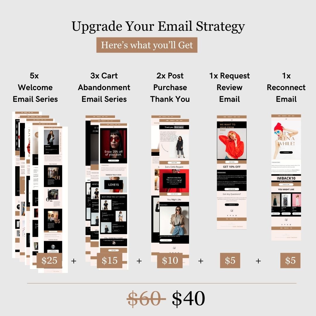 Brown & Black Theme Flodesk Fashion Email Templates Bundle