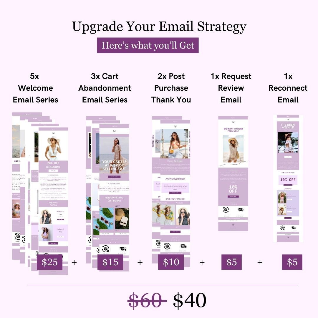 Purple & White Theme Flodesk Fashion Email Templates Bundle