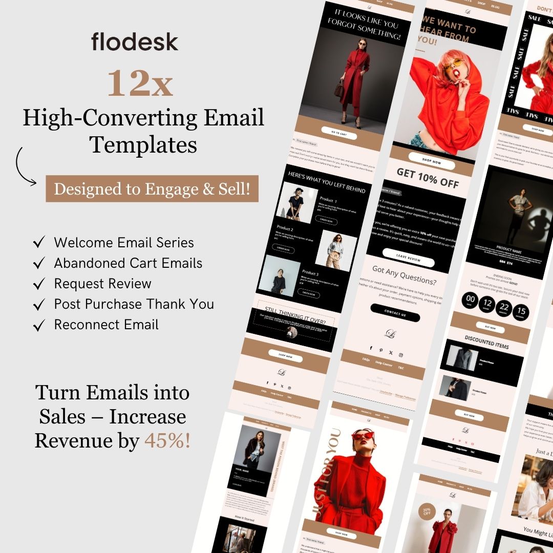 Brown & Black Theme Flodesk Fashion Email Templates Bundle