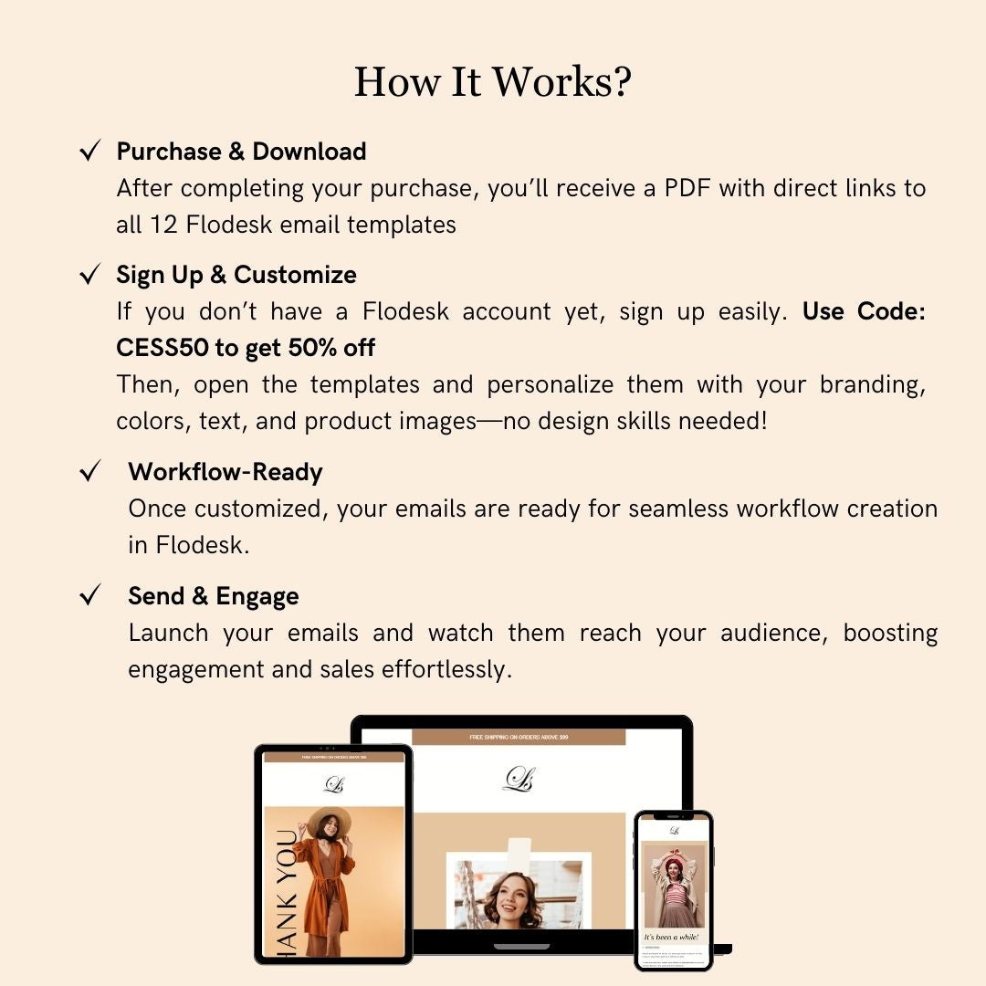 Brown & Nude Theme Flodesk Fashion Email Templates Bundle