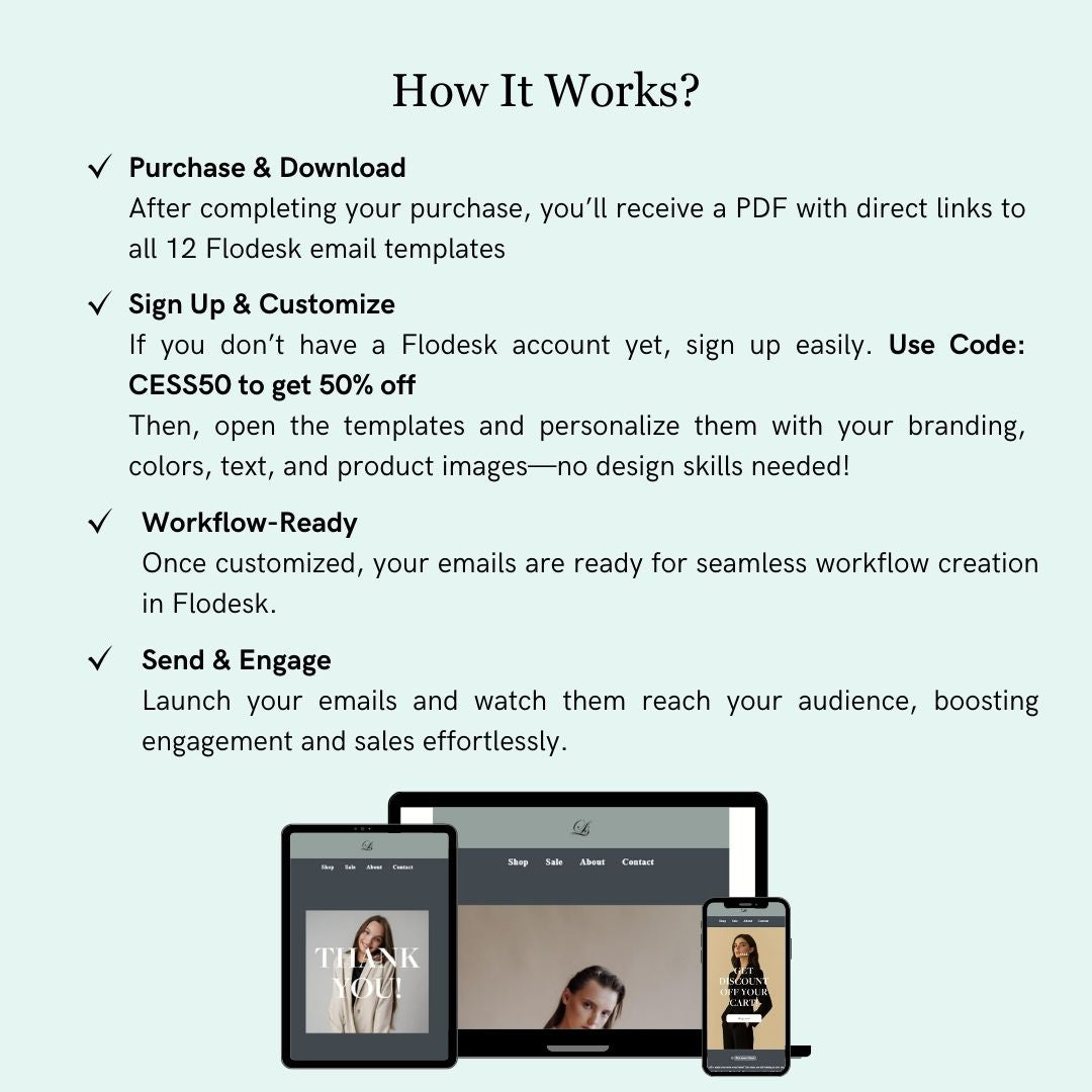 Blue & Green Theme Flodesk Fashion Email Templates Bundle