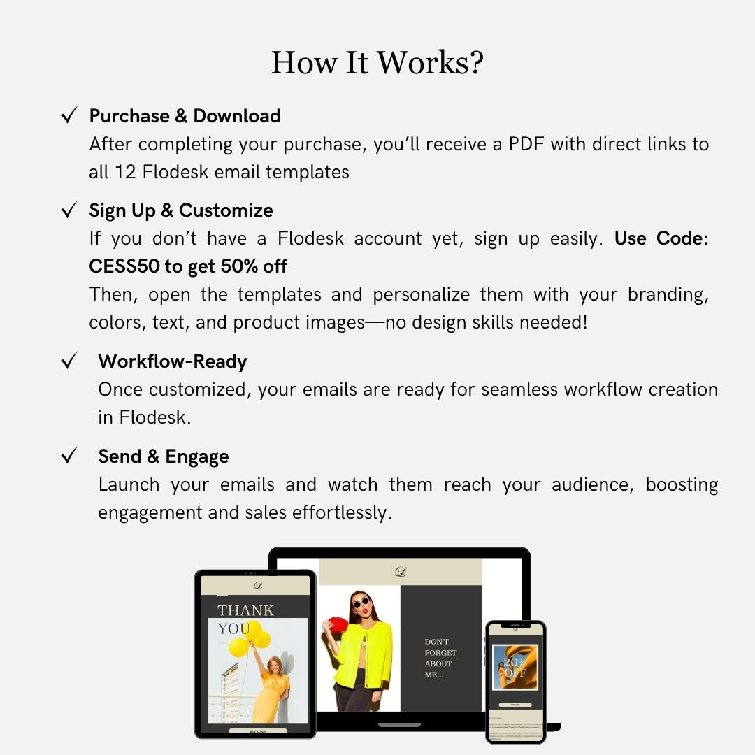 Gold Theme Flodesk Fashion Email Templates Bundle