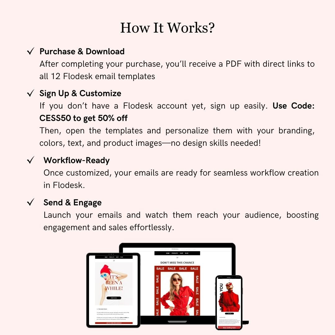 Black & Red Theme Flodesk Fashion Email Templates Bundle