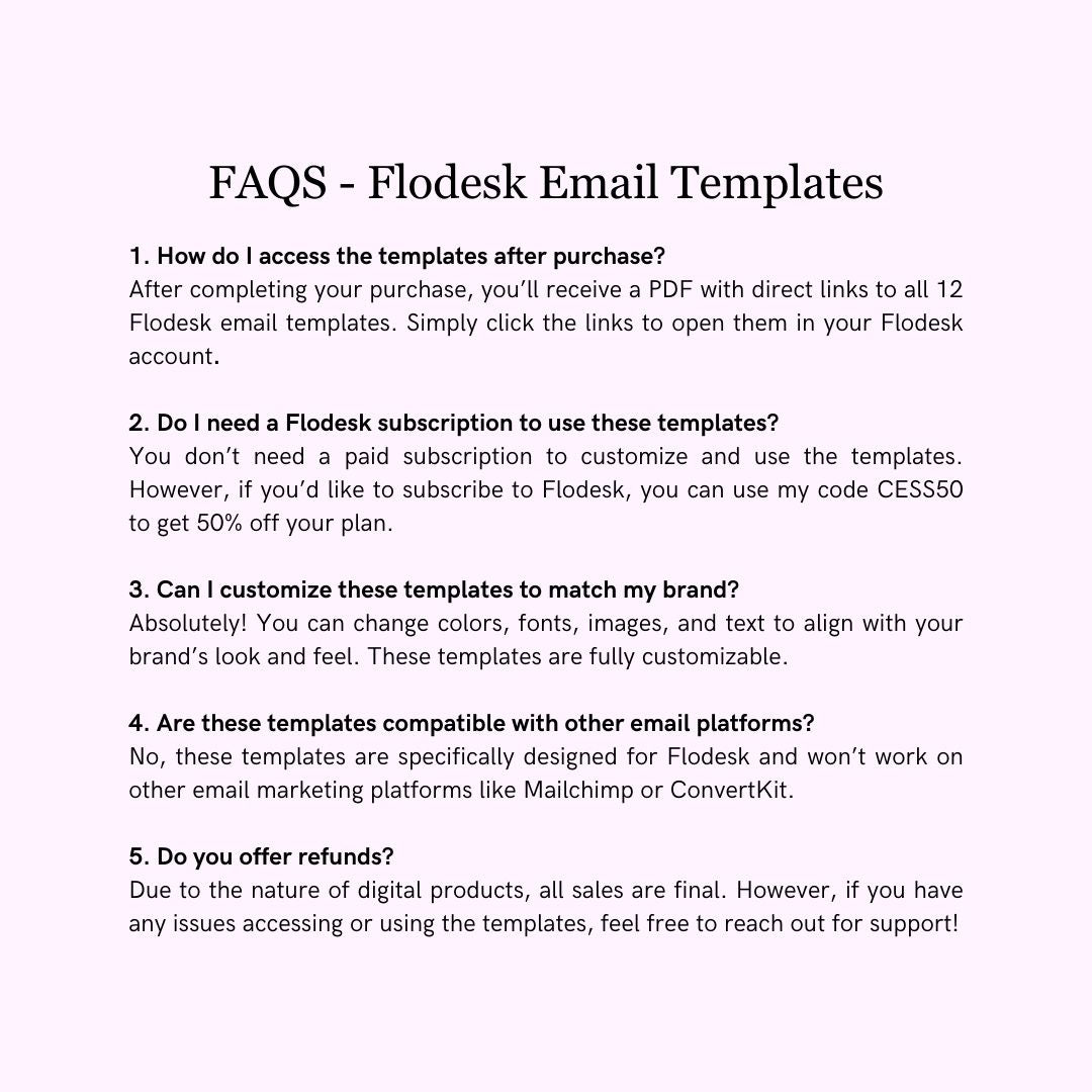 Purple & White Theme Flodesk Fashion Email Templates Bundle
