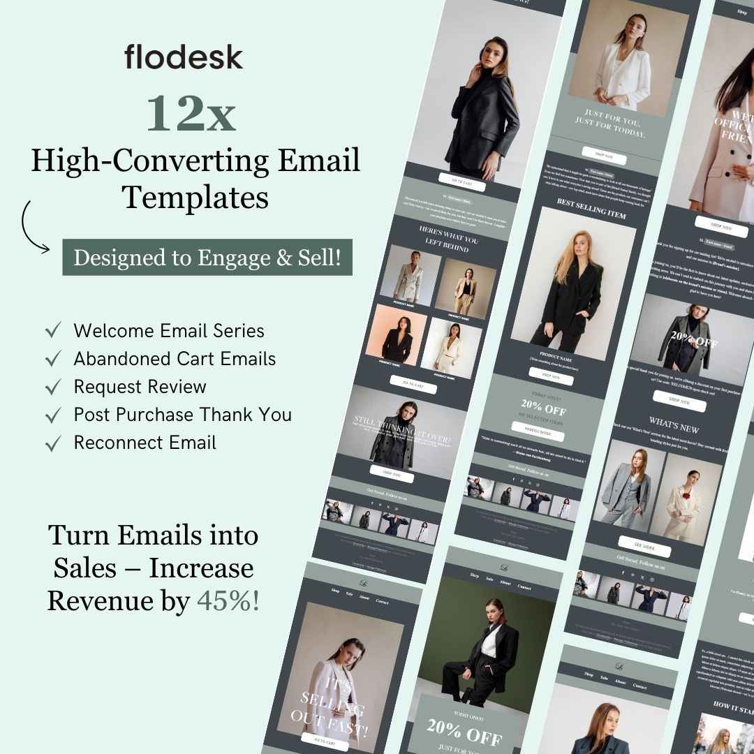 Blue & Green Theme Flodesk Fashion Email Templates Bundle