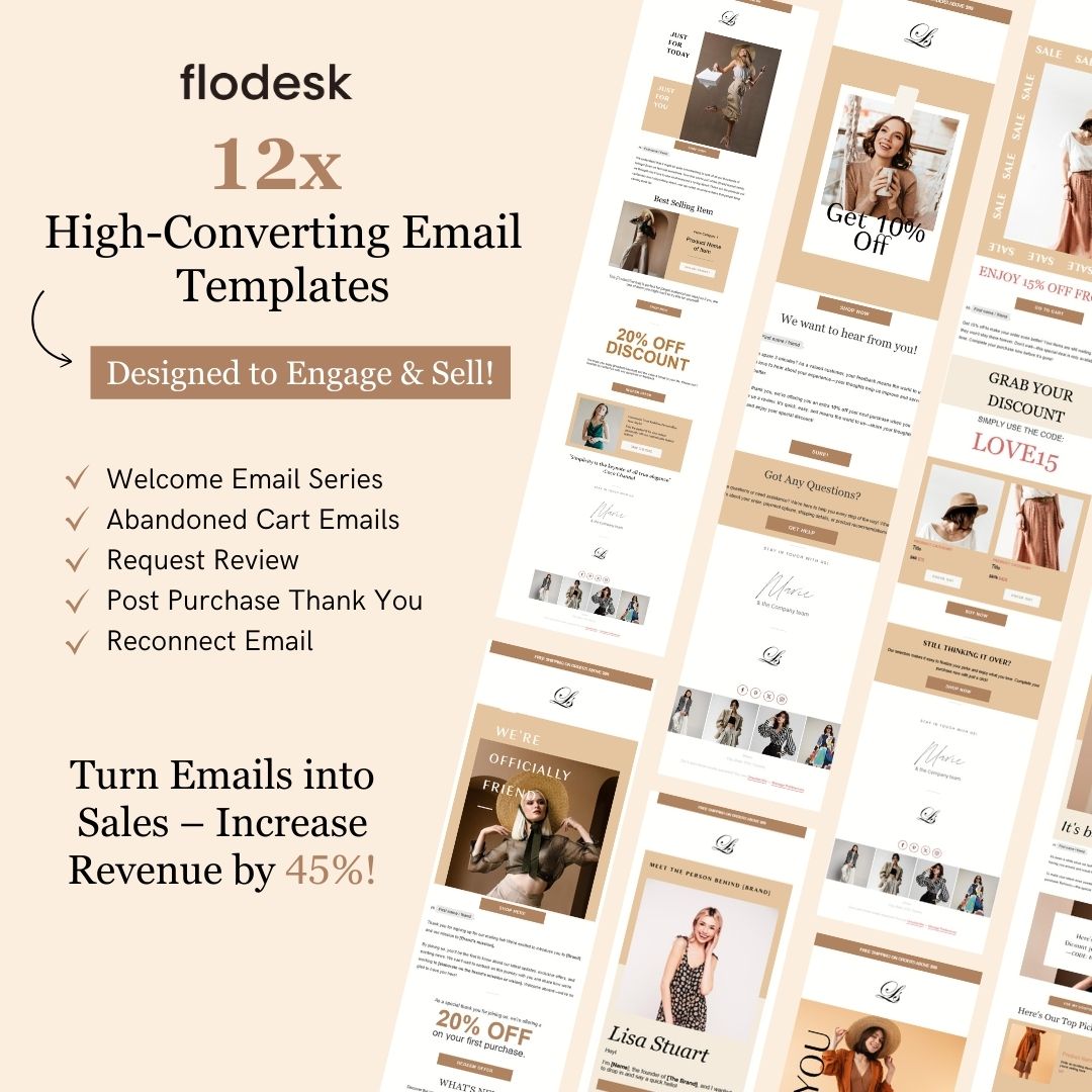 Brown & Nude Theme Flodesk Fashion Email Templates Bundle