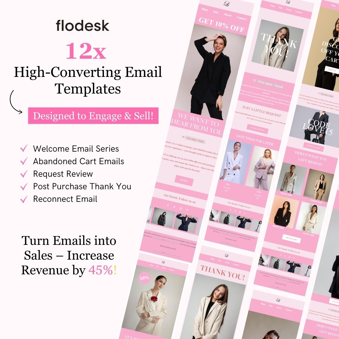 Pink Theme Flodesk Fashion Email Templates Bundle