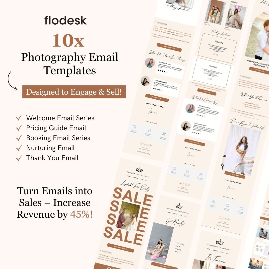 Light Peach Flodesk Photography Email Templates Bundle
