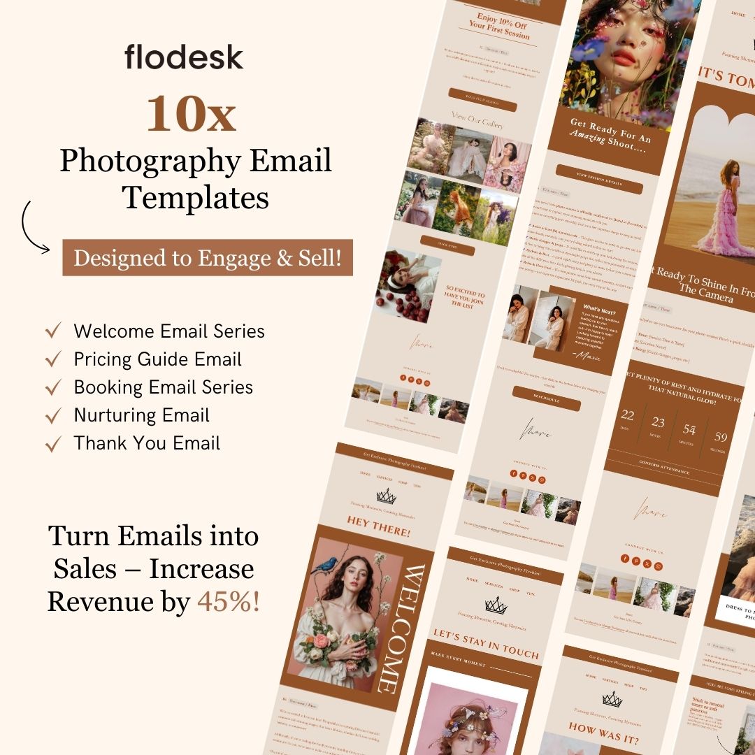 Brown Flodesk Photography Email Templates Bundle