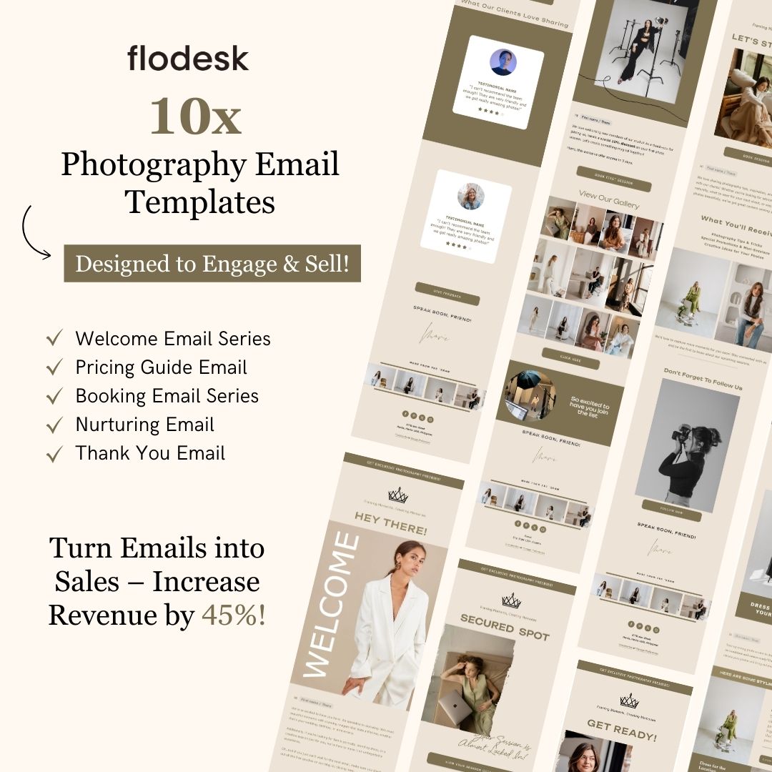 Navy Green Flodesk Photography Email Templates Bundle
