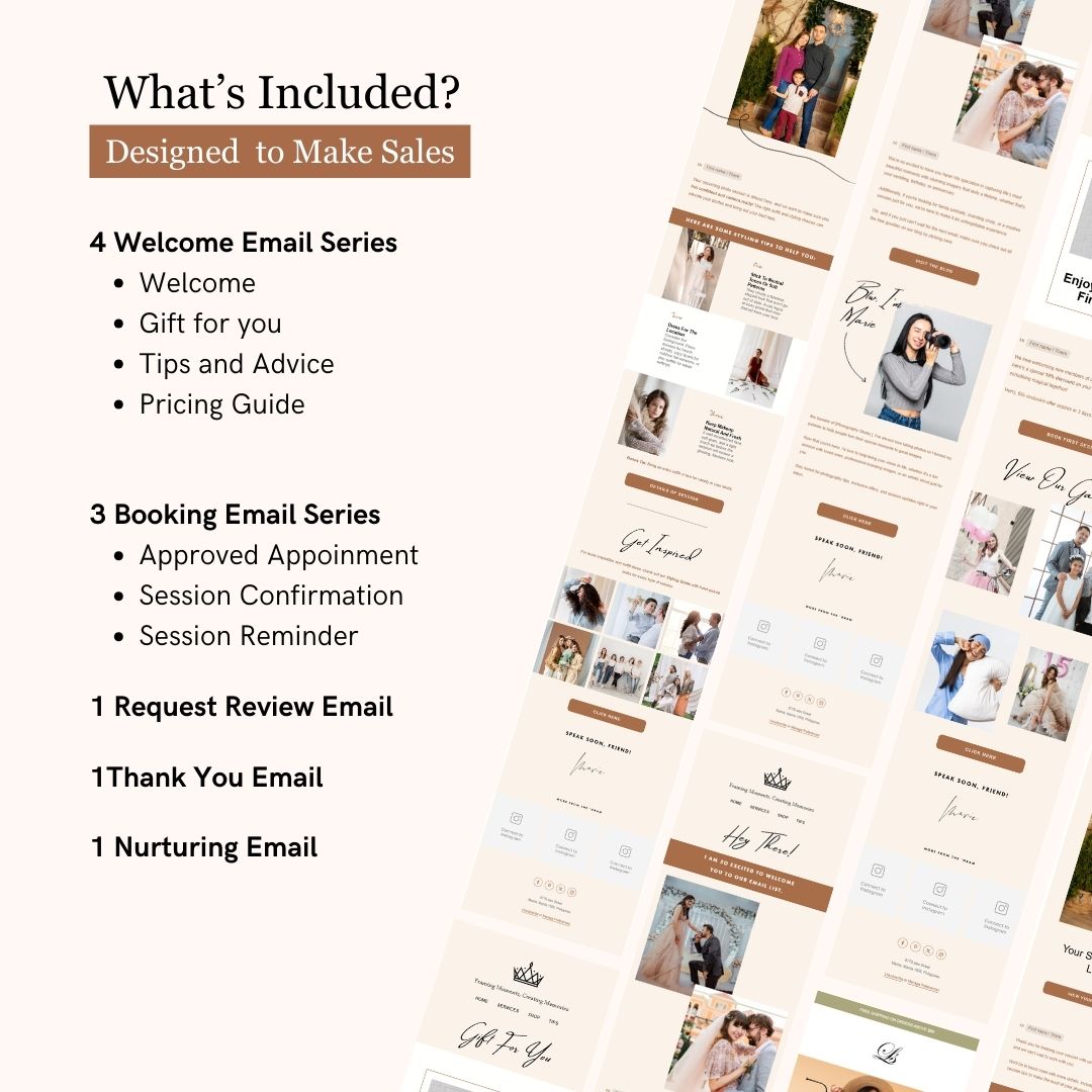 Light Peach Flodesk Photography Email Templates Bundle