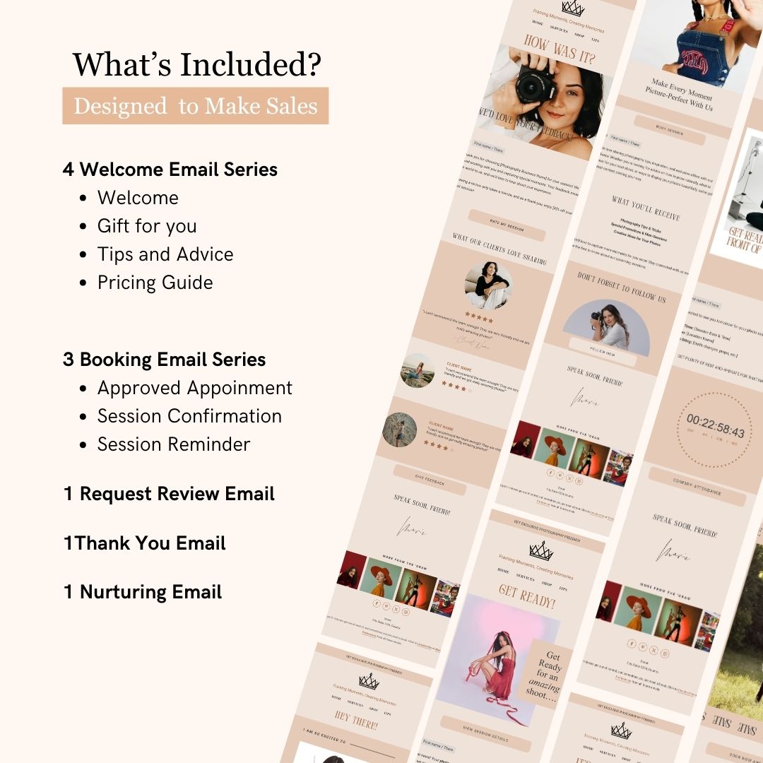 Satin Orange Flodesk Photography Email Templates Bundle