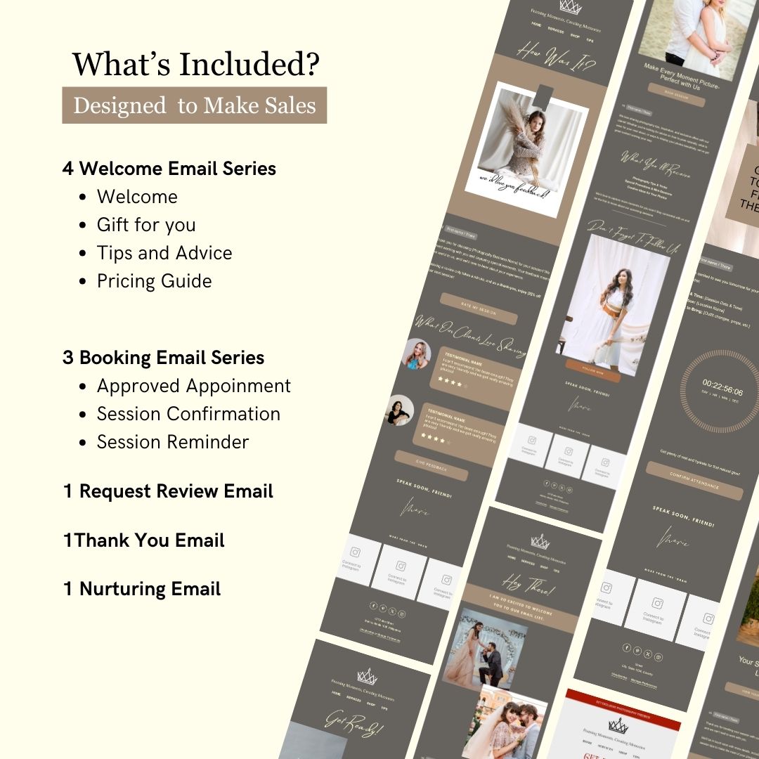 Dark Brown Flodesk Photography Email Templates Bundle