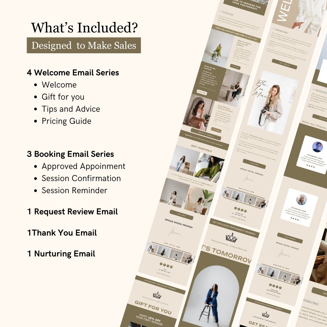 Navy Green Flodesk Photography Email Templates Bundle