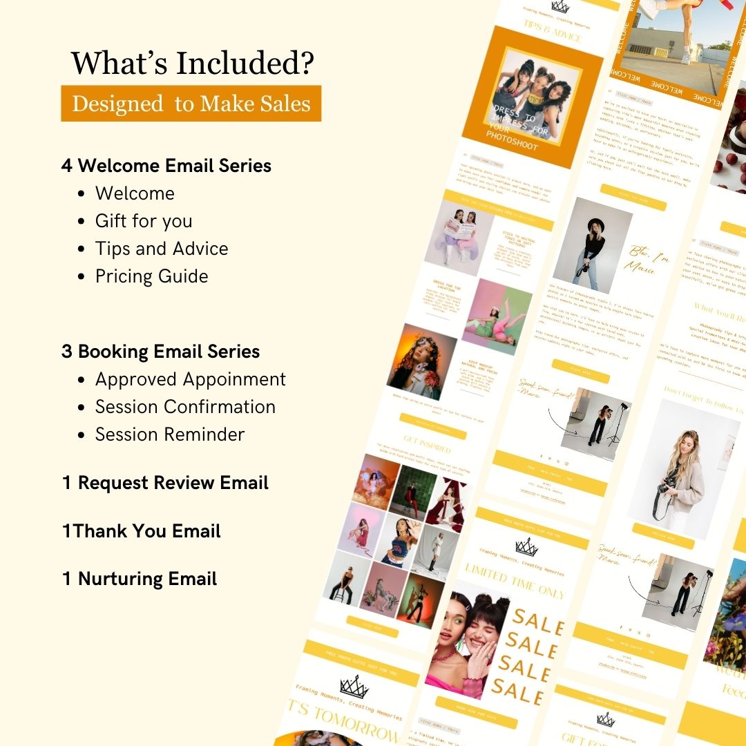 Yellow Orange Flodesk Photography Email Templates Bundle