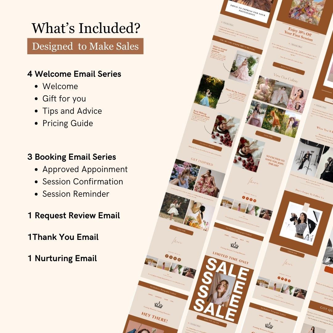 Brown Flodesk Photography Email Templates Bundle