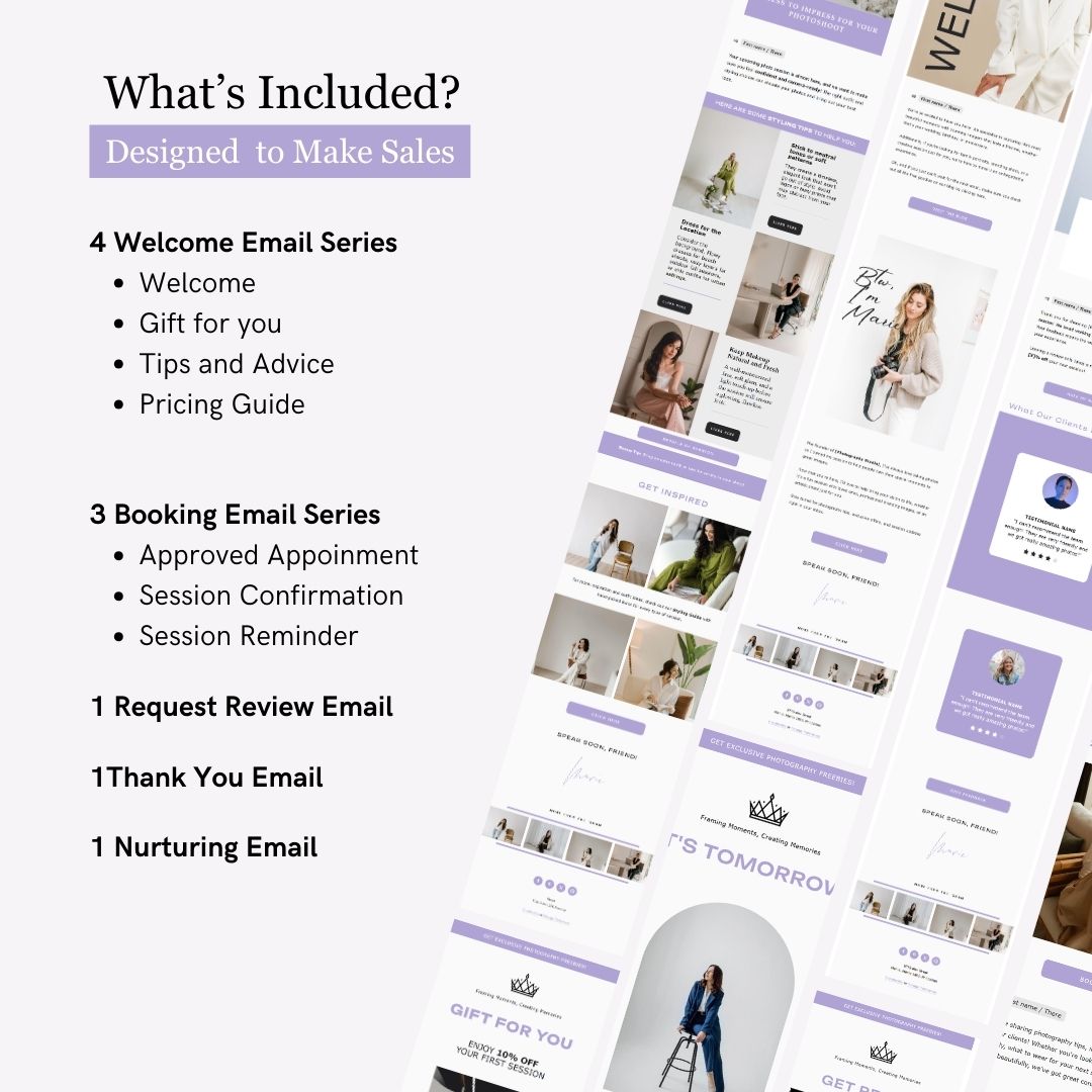 Purple Flodesk Photography Email Templates Bundle