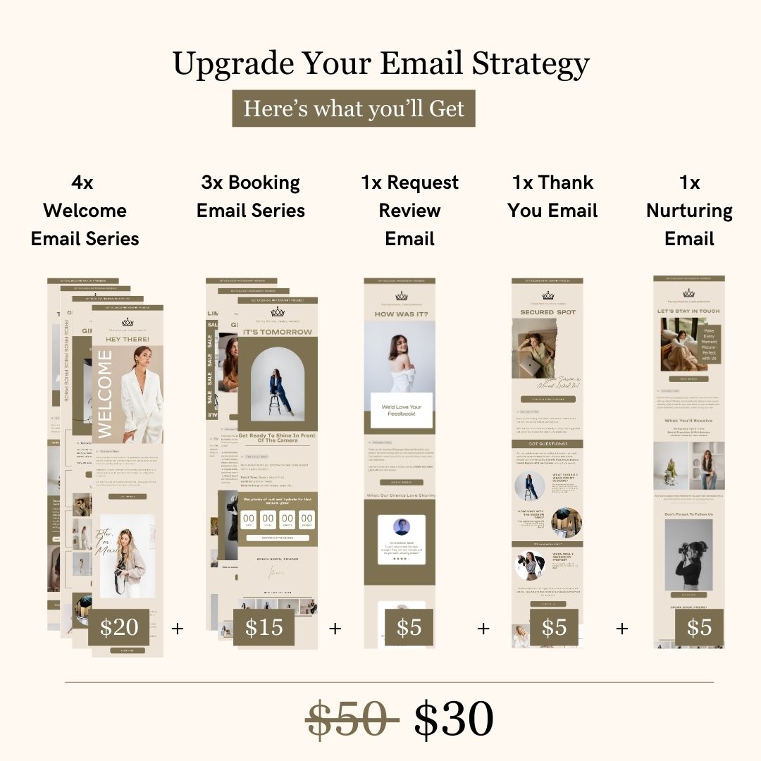 Navy Green Flodesk Photography Email Templates Bundle