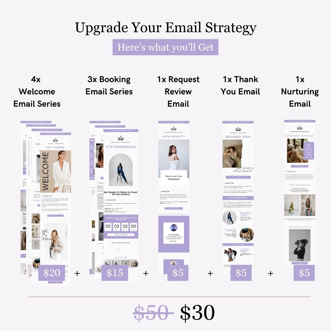 Purple Flodesk Photography Email Templates Bundle