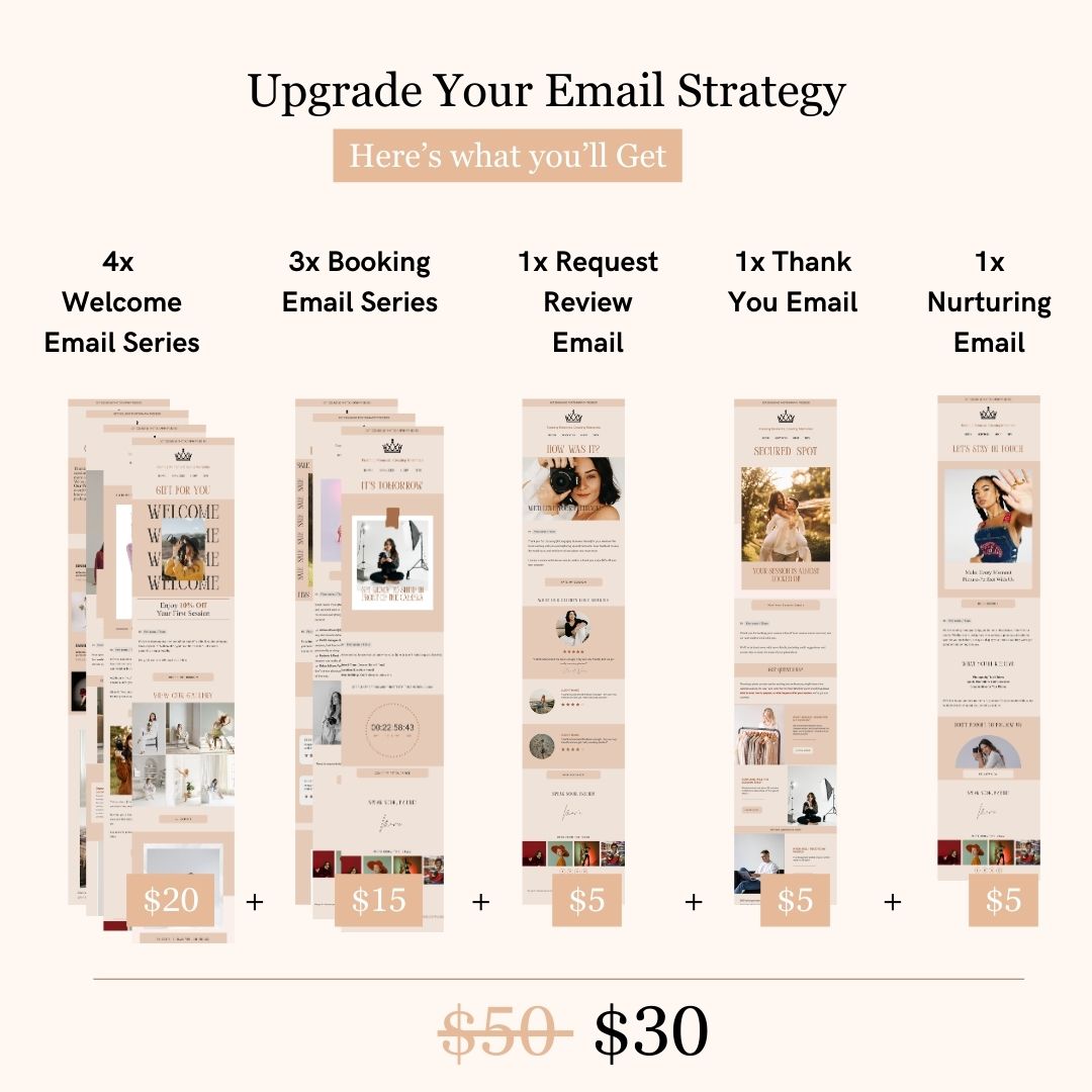 Satin Orange Flodesk Photography Email Templates Bundle