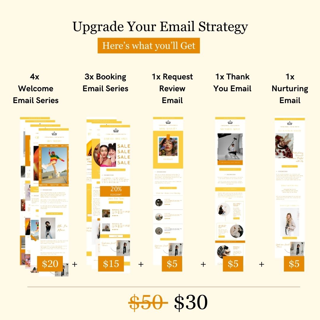 Yellow Orange Flodesk Photography Email Templates Bundle