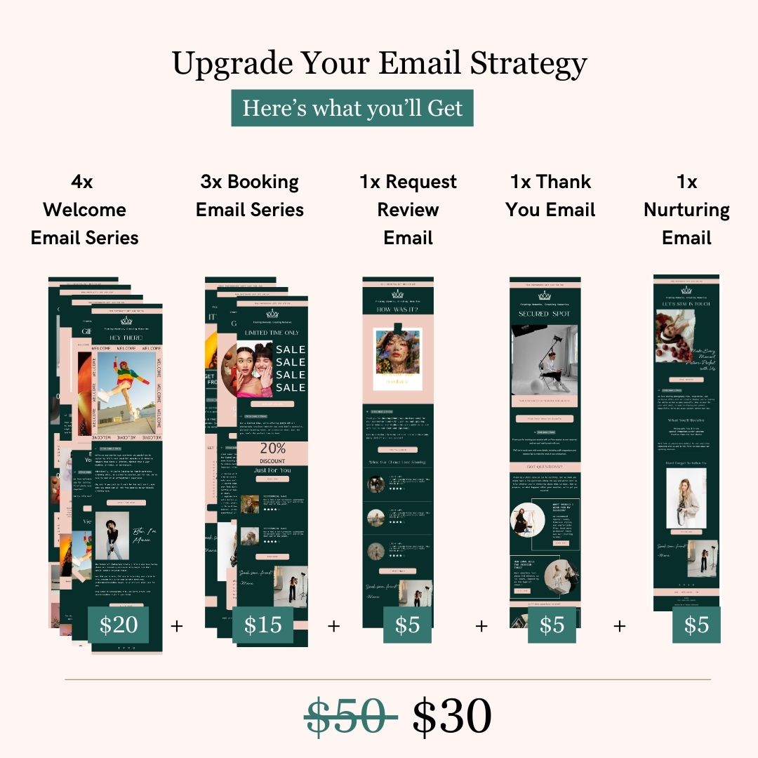 Green Pink Flodesk Photography Email Templates Bundle