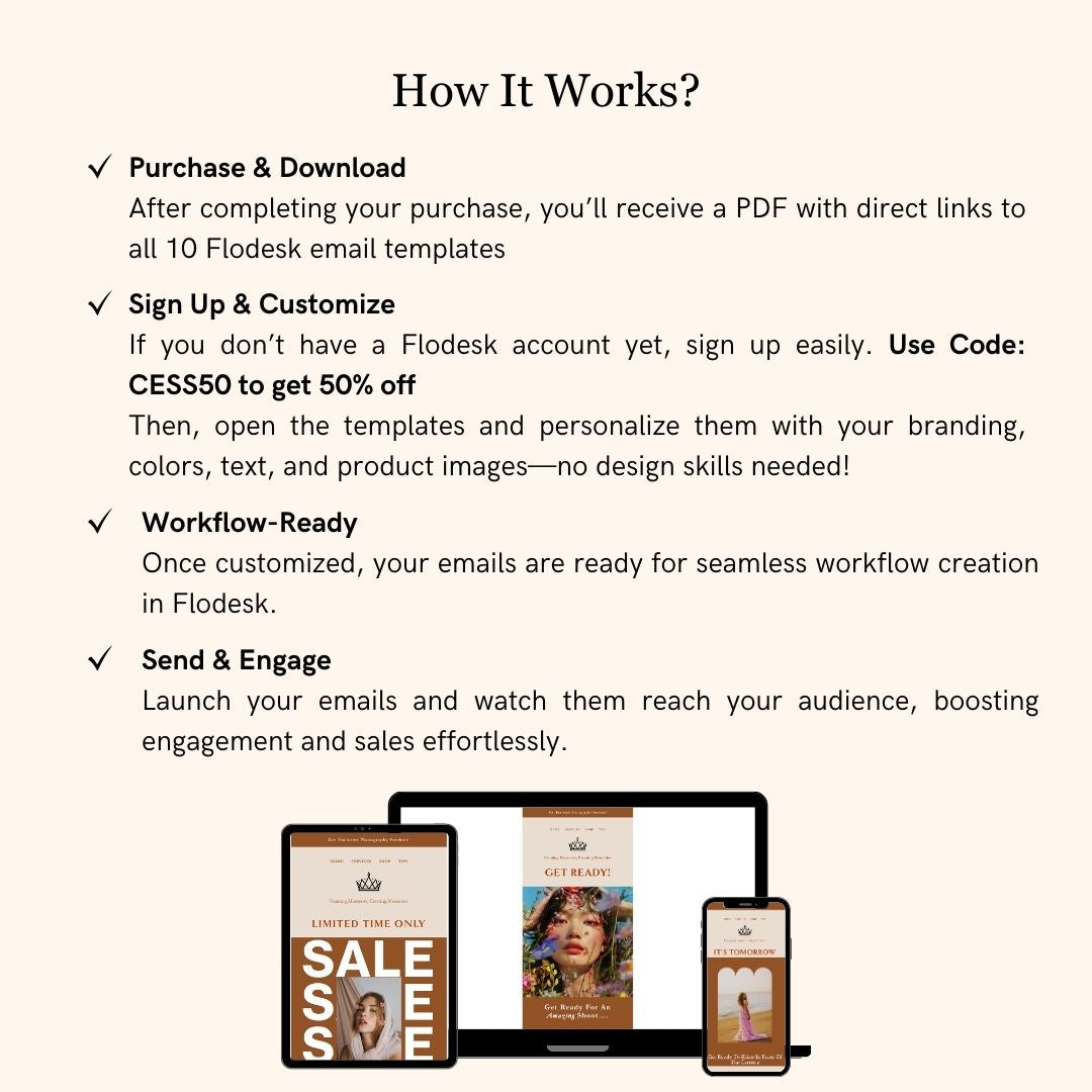 Brown Flodesk Photography Email Templates Bundle