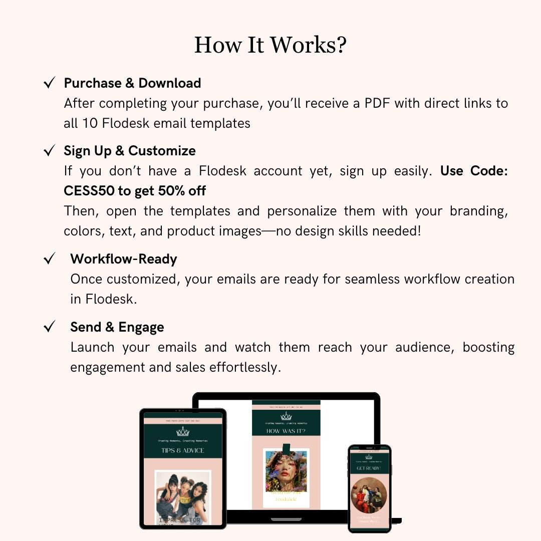 Green Pink Flodesk Photography Welcome Email Sequence Template
