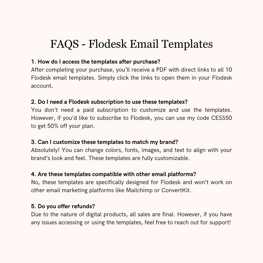 Light Peach Flodesk Photography Email Templates Bundle