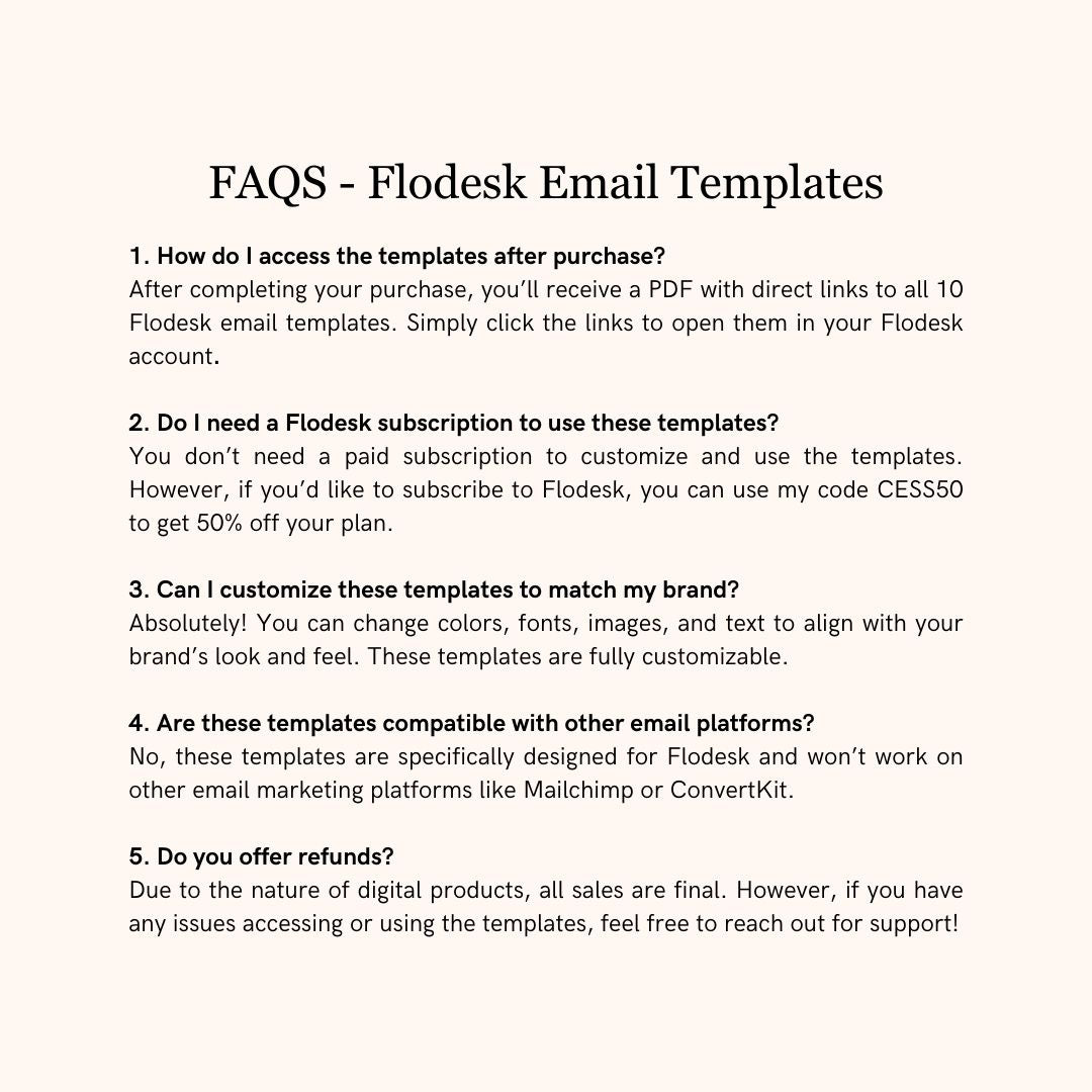 Satin Orange Flodesk Photography Email Templates Bundle