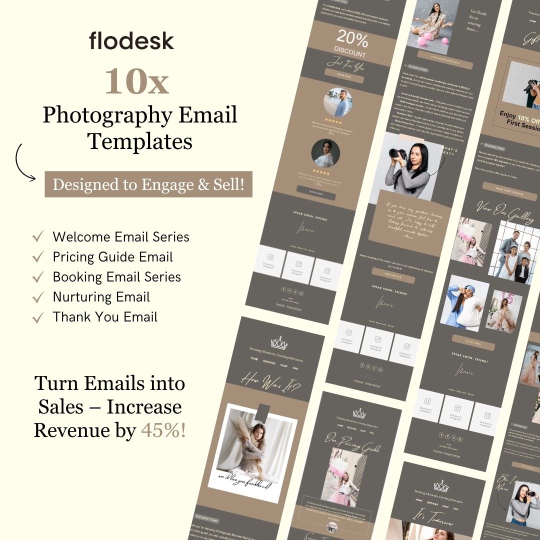 Dark Brown Flodesk Photography Email Templates Bundle
