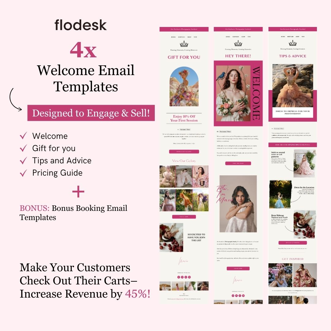 White Pink Flodesk Photography Welcome Email Sequence Template