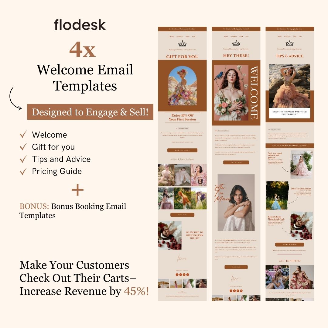 Brown Flodesk Photography Welcome Email Sequence Template