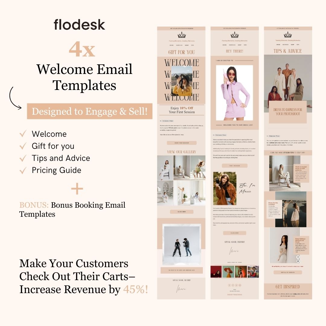 Satin Orange Flodesk Photography Welcome Email Sequence Template