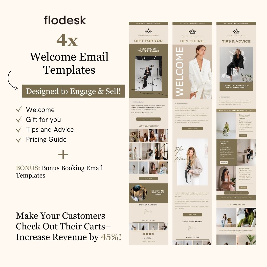 Navy Green Flodesk Photography Welcome Email Sequence Template