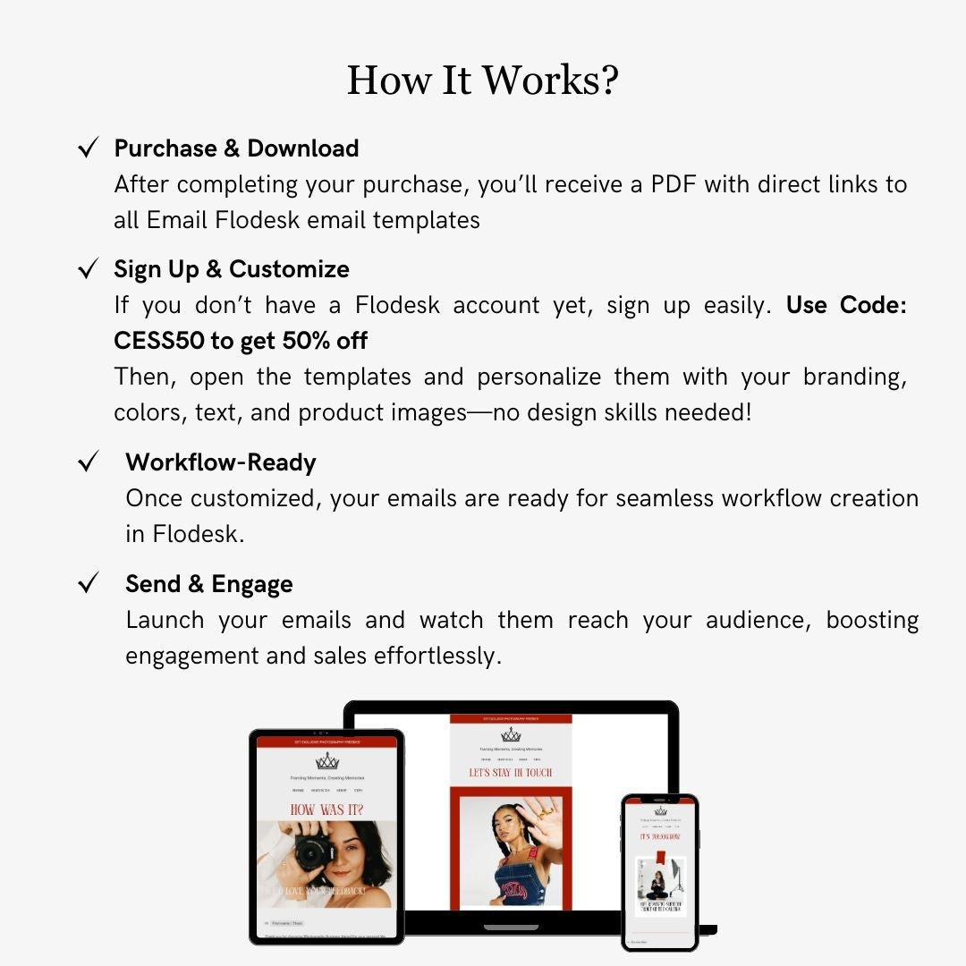 Red Gray Flodesk Photography Welcome Email Sequence Template