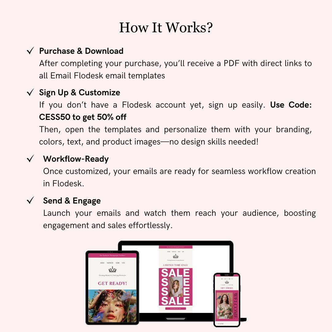 White Pink Flodesk Photography Welcome Email Sequence Template