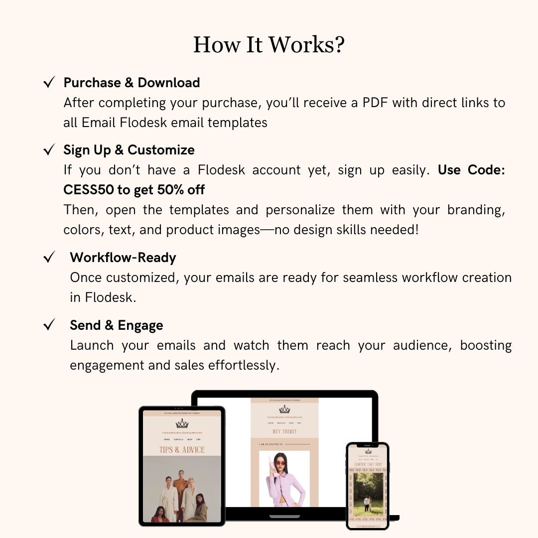 Satin Orange Flodesk Photography Welcome Email Sequence Template