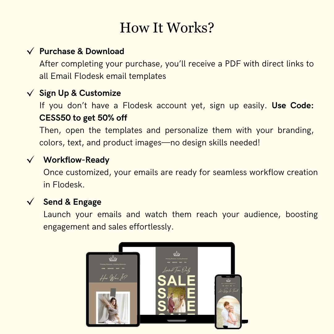 Dark Brown Flodesk Photography Welcome Email Sequence Template