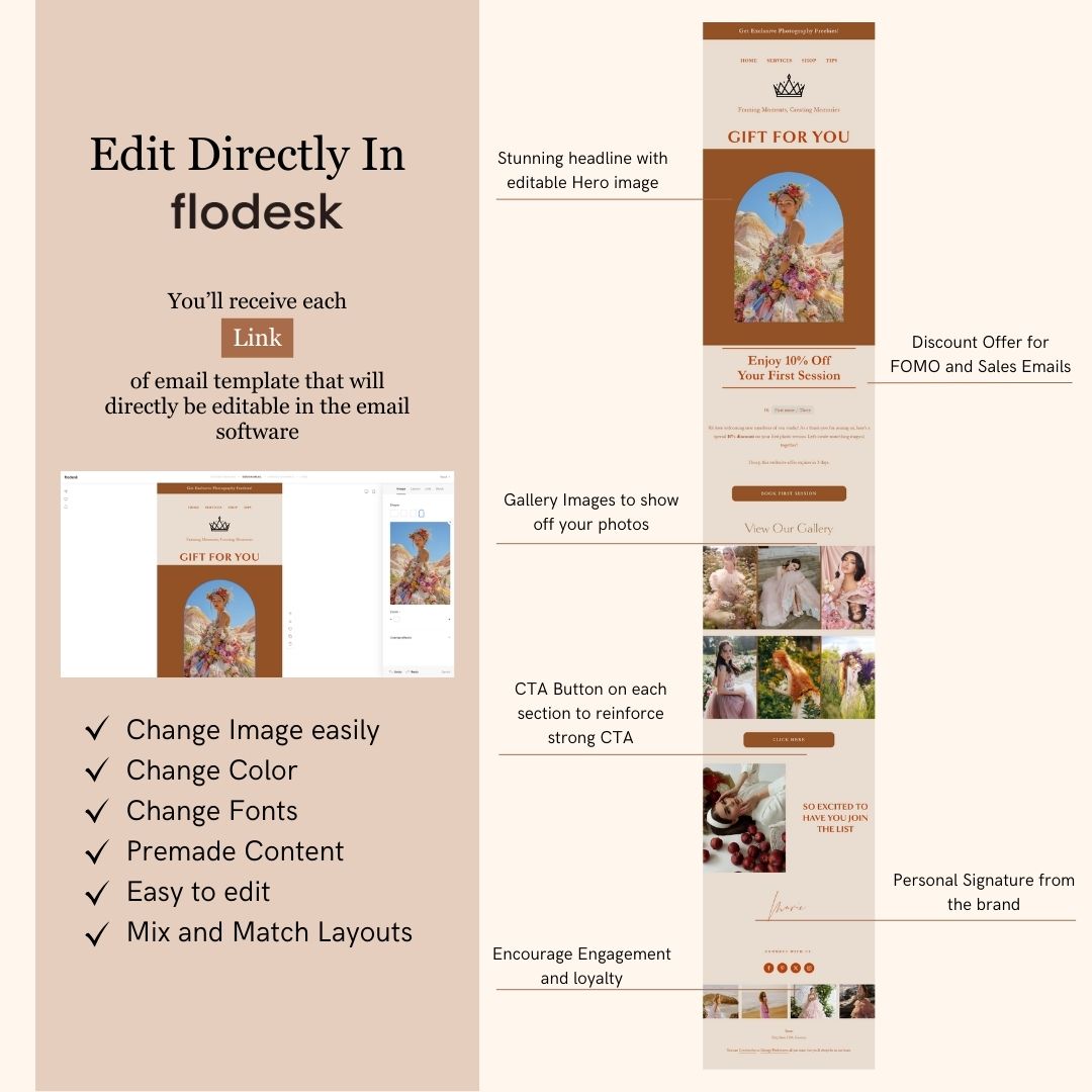 Brown Flodesk Photography Welcome Email Sequence Template