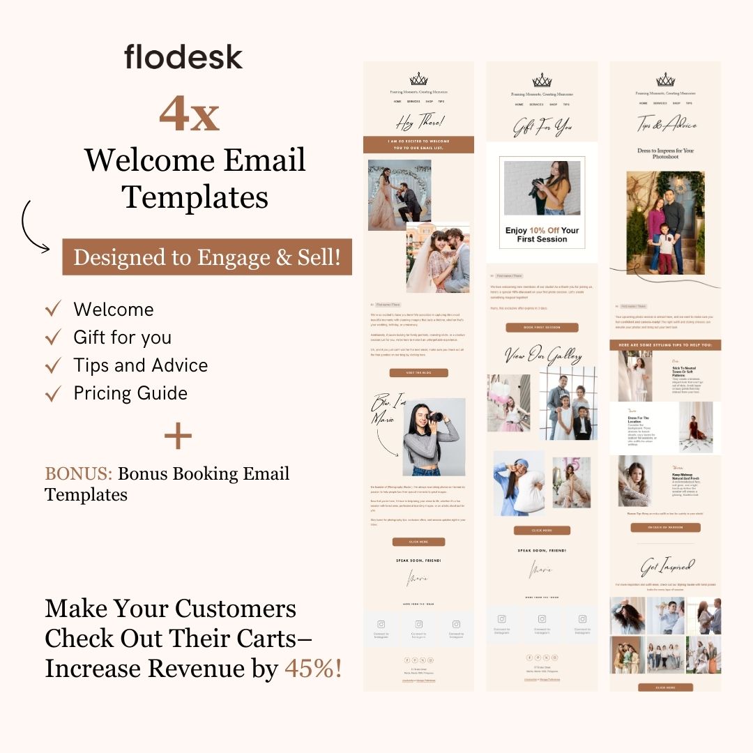 Light Peach Flodesk Photography Welcome Email Sequence Template