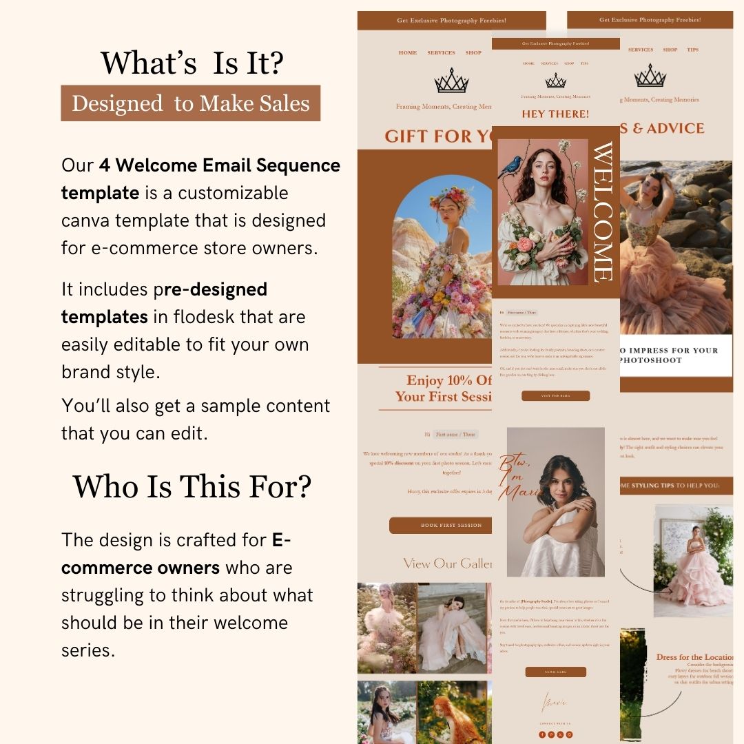Brown Flodesk Photography Welcome Email Sequence Template