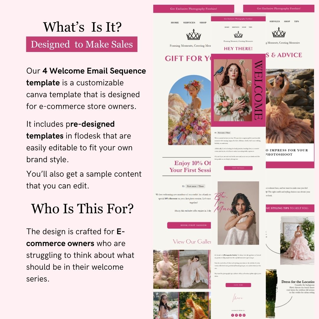 White Pink Flodesk Photography Welcome Email Sequence Template