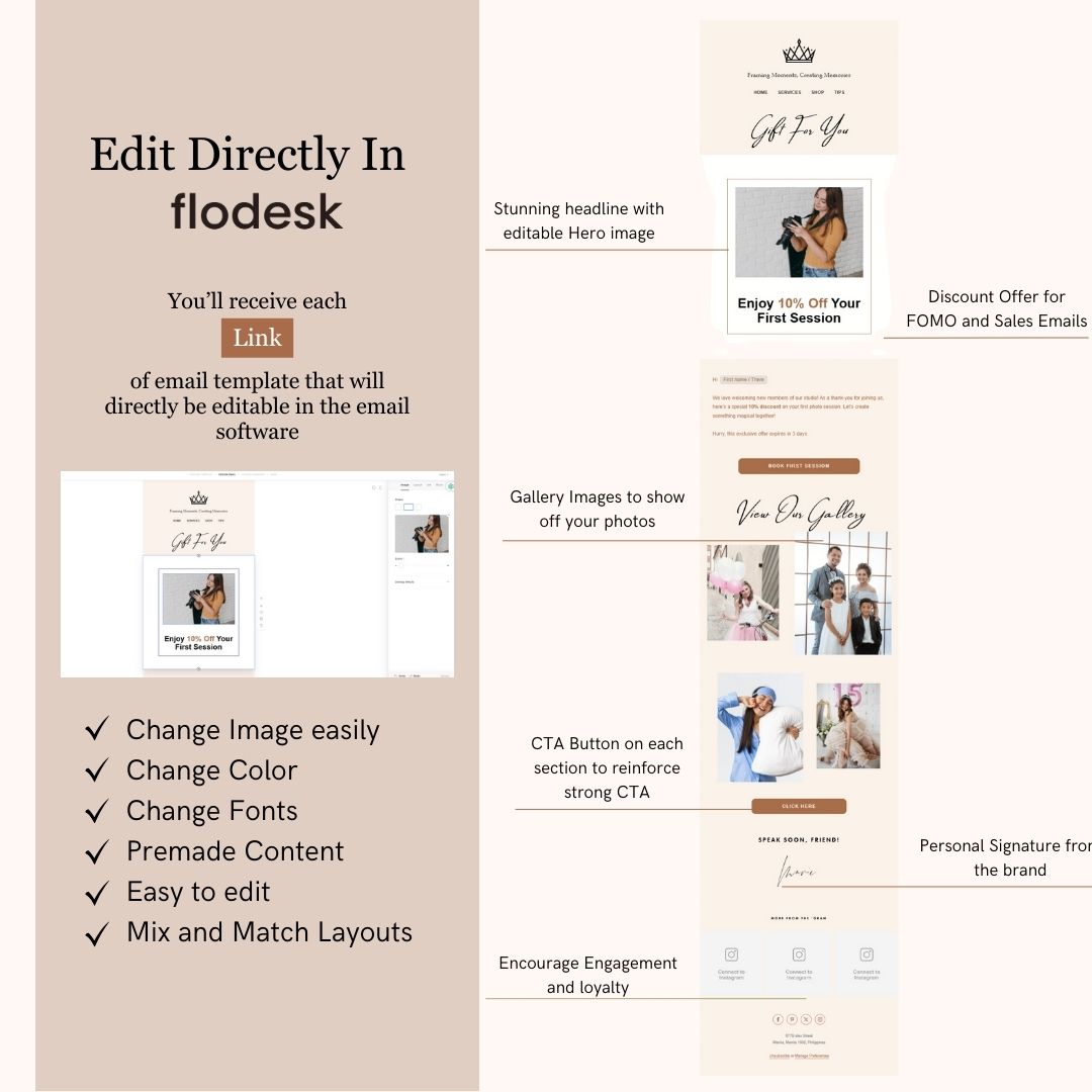 Light Peach Flodesk Photography Welcome Email Sequence Template