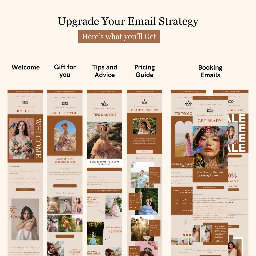 Brown Flodesk Photography Welcome Email Sequence Template